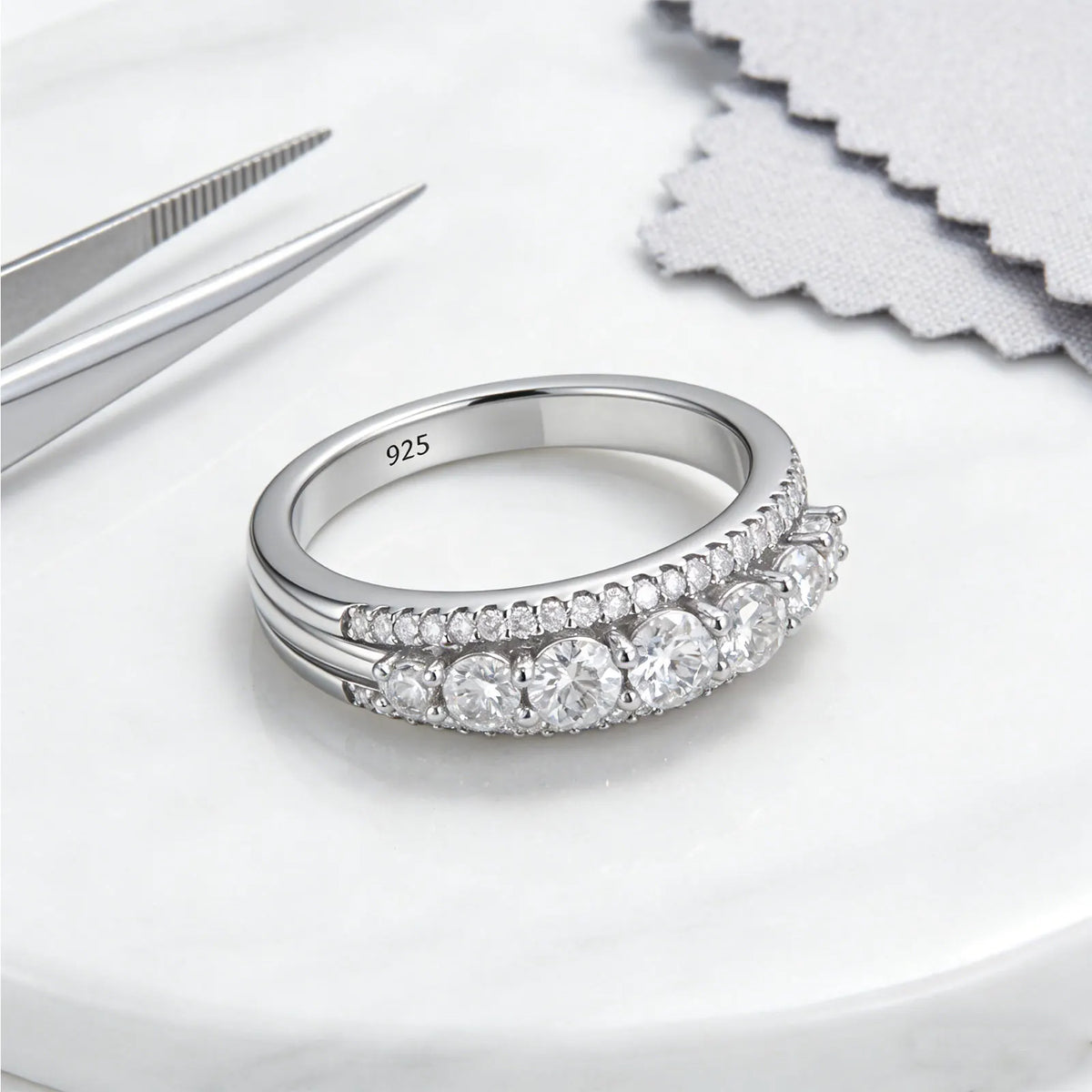 Newshe Luxury Moissanite Wedding Rings for Women Original 925 Sterling Silver Eternity Band Engagement Ring Fine Jewelry