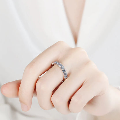 NeeTim 2.5mm 3mm Full Moissanite Rings for Woman Wedding Jewelry 925 Sterling Silver Diamond Rings Engagement Promise Band Gifts