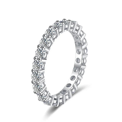 NeeTim 3mm All Moissanite Diamond Ring for Women Sterling Silver 925 with White Gold Plated Wedding Engagement Band Luxury Rings