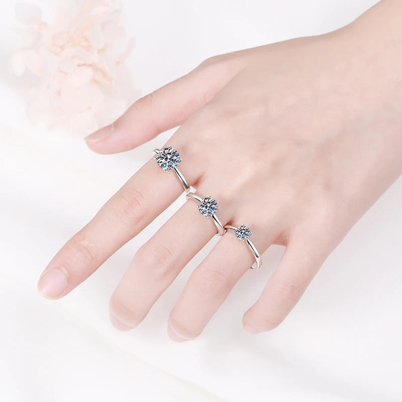 NeeTim 2ct Moissanite Engagement Ring for Women S925 Sterling Silver with Gold Plated Lab Diamond Promise Wedding Band Jewelry