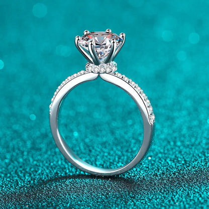 NeeTim 2ct D VVS1 Color Moissanite Engagement Ring For Women 925 Sterling Silver with Gold Plated Rings Wedding Jewelry Bands