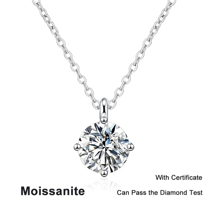 NeeTim 1ct 2ct 3ct D VVS1 Moissanite Necklace for Women Sterling Silver 925 with White Gold Plated Lab Diamond Sparkling Pendant