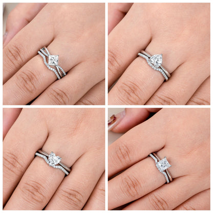 Newshe 925 Silver Moissanite Wedding Rings for Women Curved Stacking Eternity Band Jewelry Gift D Color VVS1 Pass Diamond Tester