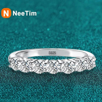 NeeTim 3mm Moissanite Ring for Women S925 Sterling Silver Rings with White Gold Plated Diamond Wedding Bridal Band Fine Jewelry