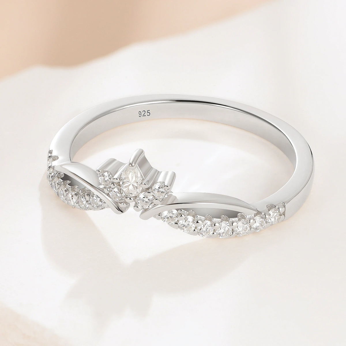 Newshe Moissanite Wedding Band for Women 925 Silver Crown Stacking Eternity Rings D Color VVS1 Luxury Ring Jewelry