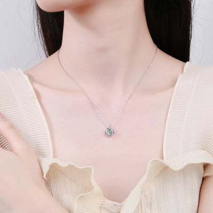 NeeTim 1ct 2ct 3ct D VVS1 Moissanite Necklace for Women Sterling Silver 925 with White Gold Plated Lab Diamond Sparkling Pendant