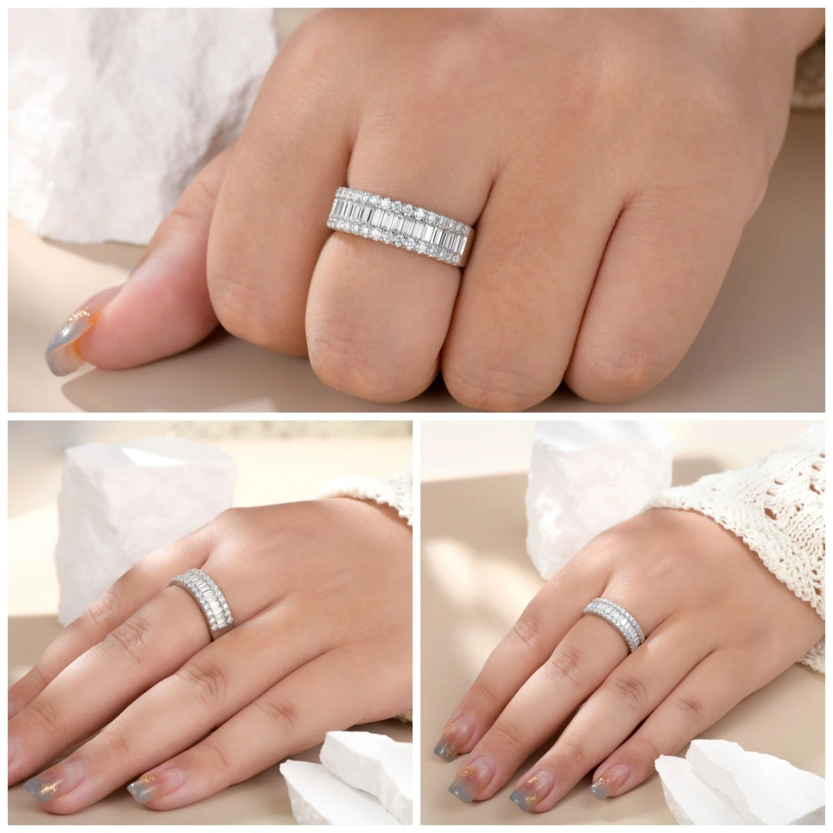 Newshe D Color GRA Certified Moissanite Rings for Women Solid 925 Sterling Silver Yellow Gold Color Wedding Engagement Ring