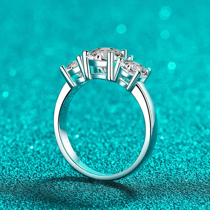 NeeTim Full D Color Moissanite Ring 925 Sterling Silver Rings for Women 3-Stone Proposal Engagement Wedding Bands Party Jewelry