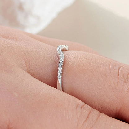 Newshe 925 Silver Moissanite Wedding Rings for Women Curved Stacking Eternity Band Jewelry Gift D Color VVS1 Pass Diamond Tester