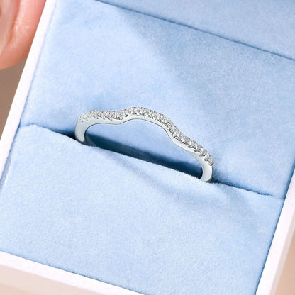 Newshe 925 Silver Moissanite Wedding Rings for Women Curved Stacking Eternity Band Jewelry Gift D Color VVS1 Pass Diamond Tester