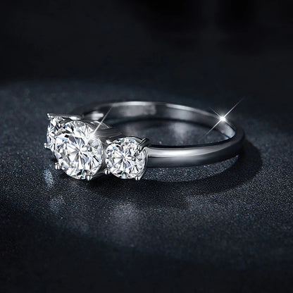 NeeTim 4CT Moissanite Engagement Ring for Women 3-stone S925 Sterling Silver with Gold Plated Wedding Band Promise Diamond Rings