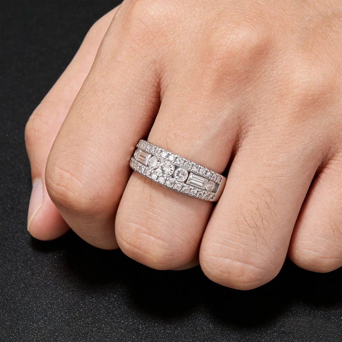 Newshe GRA Certified Moissanite Wedding Bands 925 Sterling Silver 14K Yellow Gold Plated Promise Engagement Rings