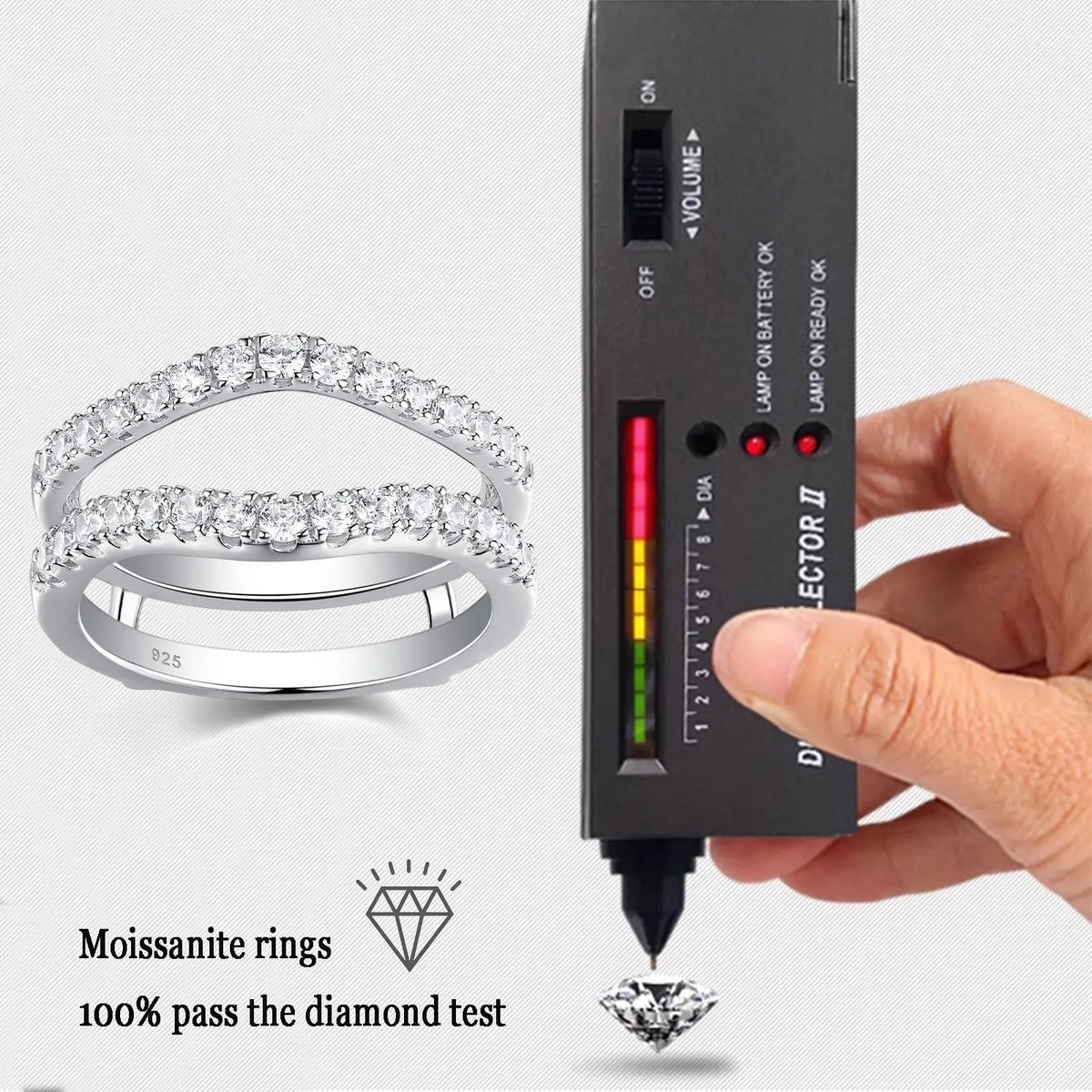 Newshe 925 Sterling Silver Moissanite Rings for Women Engagement Wedding Band Simulated Diamond Jewelry Luxury Enhancer Ring