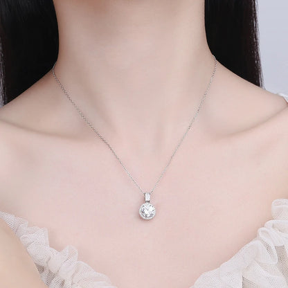 NeeTim 2Carat Moissanite Necklace For Women 100% Sterling S925 Silver With White Gold Plated Lab Diamond Jewelry Wedding Pendant