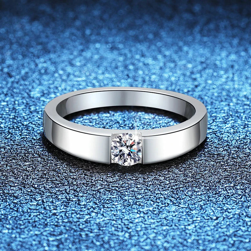 NeeTim 4mm D Color Moissanite Ring for Couple Women Men 925 Sterling Silver Lab Diamond Engagement Wedding Rings Jewelry Bands