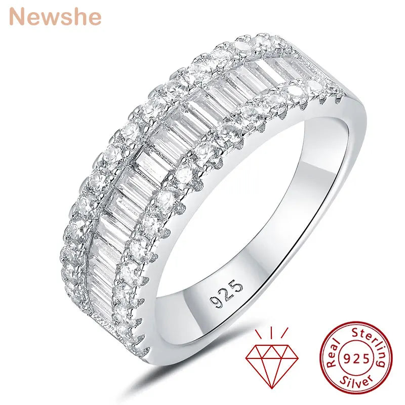 Newshe D Color GRA Certified Moissanite Rings for Women Solid 925 Sterling Silver Yellow Gold Color Wedding Engagement Ring