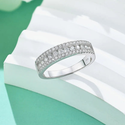 Newshe D Color Moissanite Rings Wedding Ring for Women 925 Sterling Silver Half Eternity Engagement Band