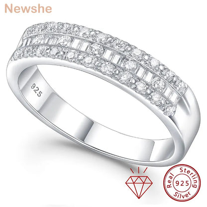 Newshe Full Moissanite Wedding Bands for Women 925 Sterling Silver Half Eternity Rings 1.0 Ct Baguetted Engagement Promise Ring