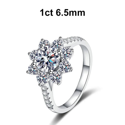 NeeTim 1ct 2ct Moissanite Eternity Ring 925 Sterling Silver with Gold Plated Wedding Flower Lab Diamond Rings For Women Jewelry