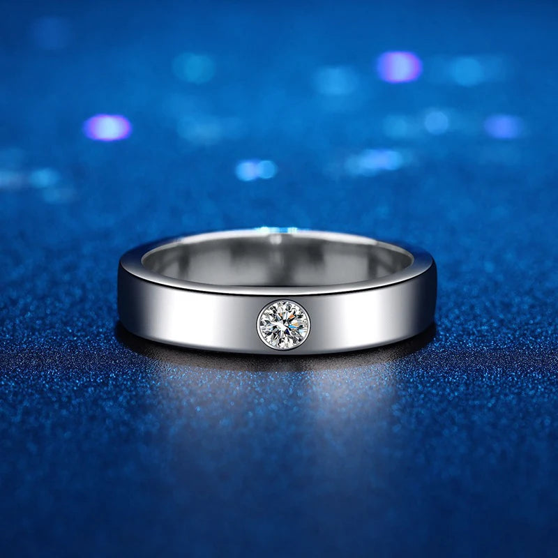 NeeTim 4mm Moissanite Ring for Men 925 Sterling Silver Gemstone Lab Diamond Gold Plated Rings Wedding Engagement Band Jewelry