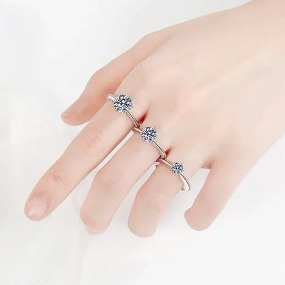 NeeTim 1-5CT Moissanite Ring Lab Diamond Solitaire Ring for Women S925 Silver Engagement Party Wedding Band Jewelry Certified