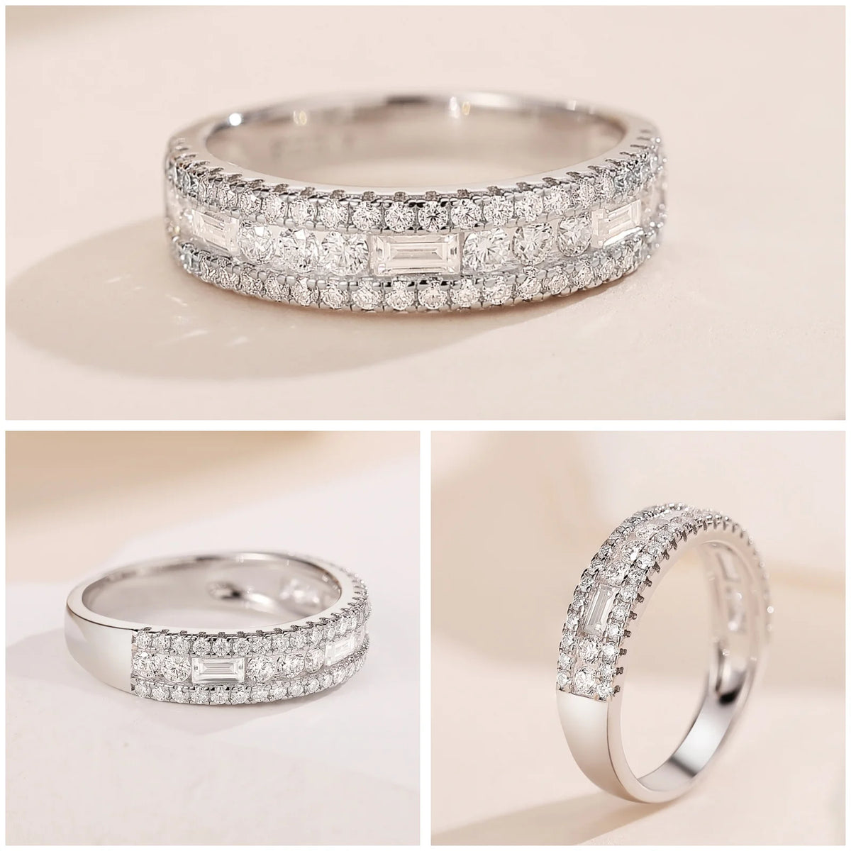 Newshe GRA Certified Moissanite Wedding Bands 925 Sterling Silver 14K Yellow Gold Plated Promise Engagement Rings
