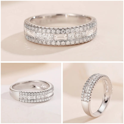 Newshe GRA Certified Moissanite Wedding Bands 925 Sterling Silver 14K Yellow Gold Plated Promise Engagement Rings