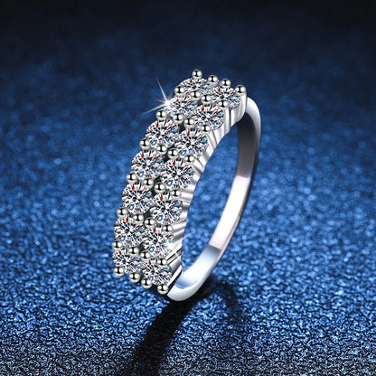 NeeTim 1.4CT All Moissanite Rings for Women Sparkling Diamond Wedding Band S925 Sterling Silver with White Gpld Plated Jewelry