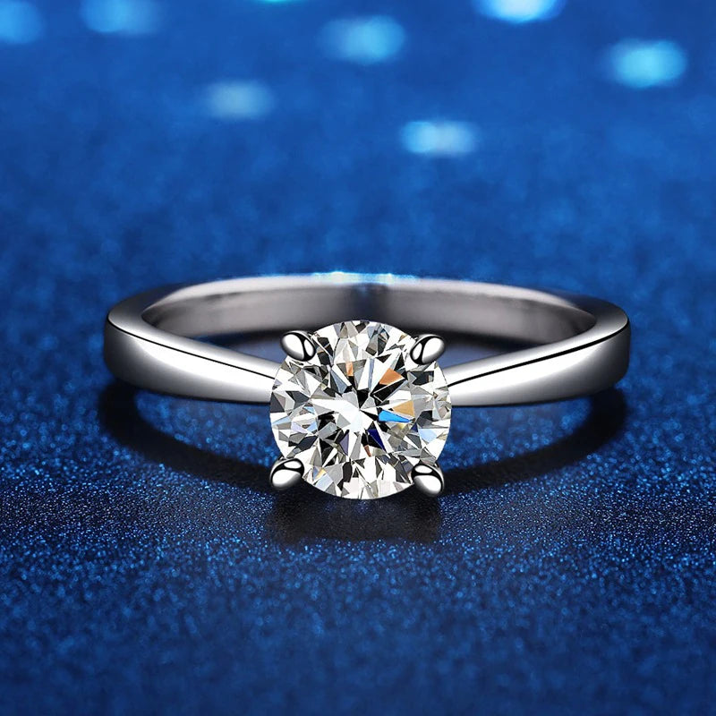 NeeTim 0.5ct 1ct 2ct D Color Moissanite Engagement Ring for Women S925 Sterling Silver Lab Diamond Promise Wedding Band Jewelry
