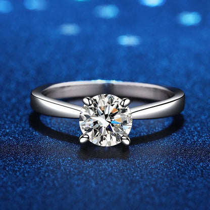 NeeTim 0.5ct 1ct 2ct D Color Moissanite Engagement Ring for Women S925 Sterling Silver Lab Diamond Promise Wedding Band Jewelry