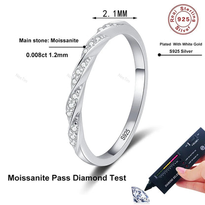 NeeTim All Moissanite Lab Diamond Ring for Women 925 Sterling Silver Rings with Gold Plated Wedding Bridal Proposal Promise Band
