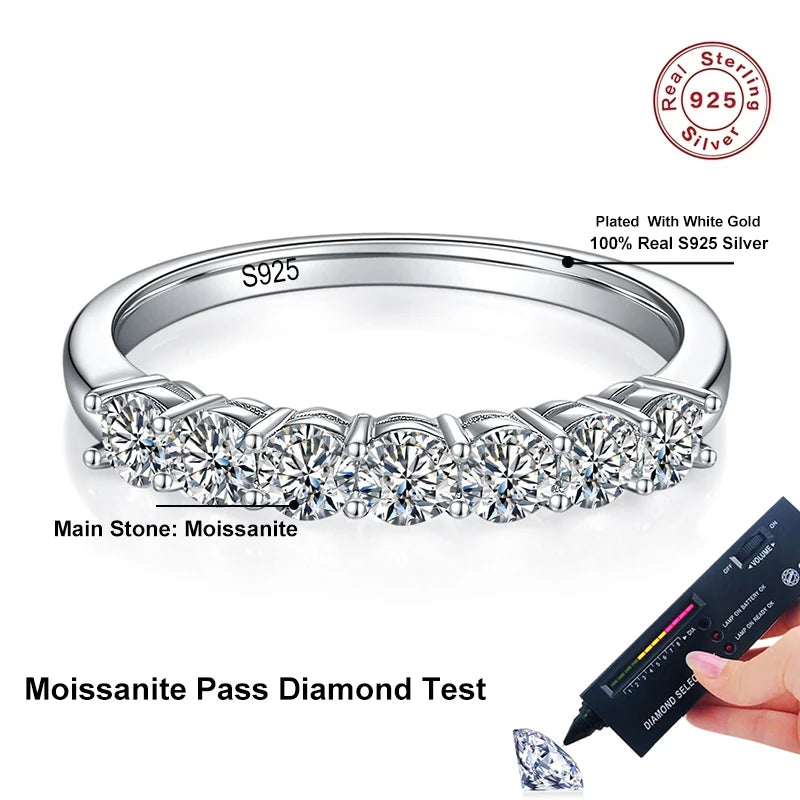 NeeTim 3mm Moissanite Ring for Women S925 Sterling Silver Rings with White Gold Plated Diamond Wedding Bridal Band Fine Jewelry