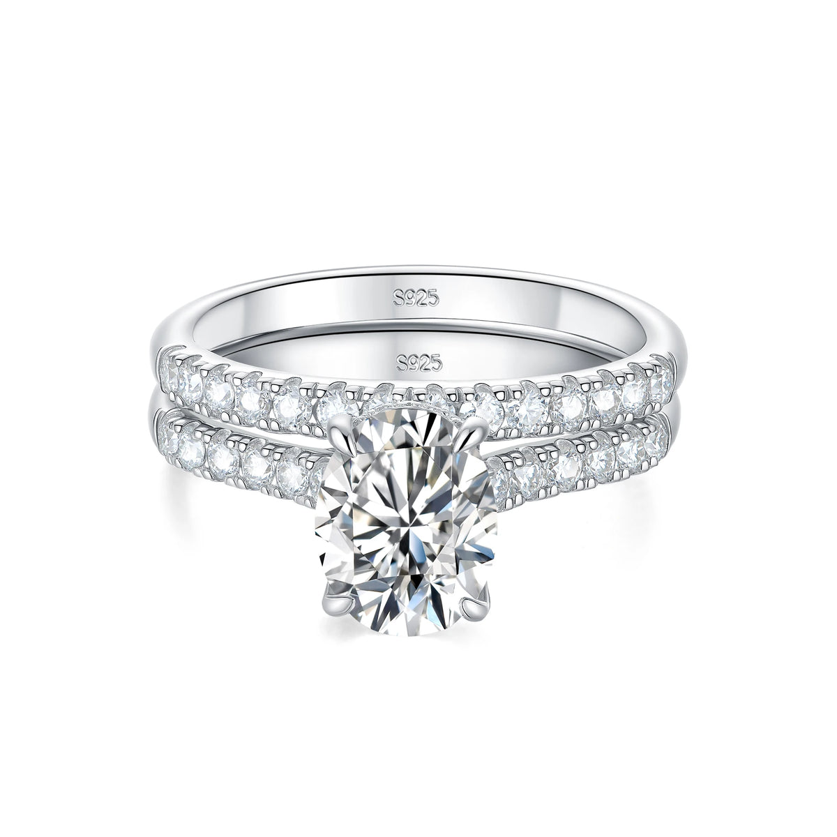 Newshe Moissanite Bridal Rings Set for Women D color VVS1 Radian Oval Cut Engagement Ring 925 Sterling Sliver Luxury Jewelry