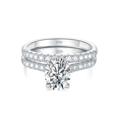 Newshe Moissanite Bridal Rings Set for Women D color VVS1 Radian Oval Cut Engagement Ring 925 Sterling Sliver Luxury Jewelry