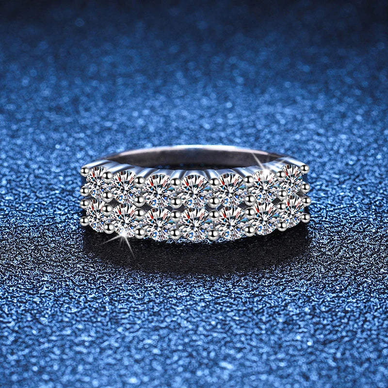 NeeTim 1.4CT All Moissanite Rings for Women Sparkling Diamond Wedding Band S925 Sterling Silver with White Gpld Plated Jewelry