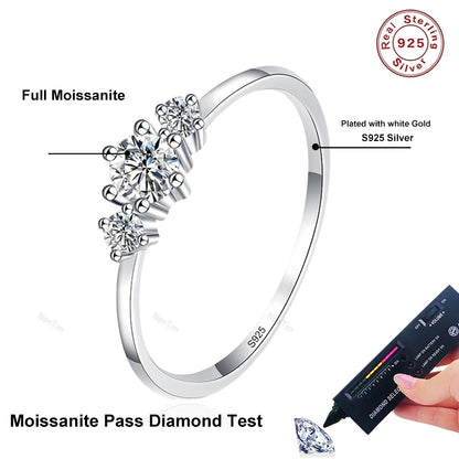 NeeTim Full D Color Moissanite Rings for Women 925 Sterling Silver Lab Diamond Wedding Engagement Ring Jewelry Band Gemstone