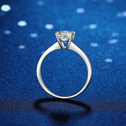 NeeTim 0.5ct 1ct 2ct D Color Moissanite Engagement Ring for Women S925 Sterling Silver Lab Diamond Promise Wedding Band Jewelry