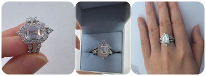 Newshe 925 Sterling Silver Moissanite/Zircons Wedding Ring Enhancers for Women Adjustable Crown Guard Band