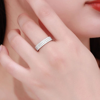 NeeTim Full Moissanite Ring Sterling Silver 925 with Gold Plated Wedding Engagement Eternity Band Patry Luxury Jewelry for Women