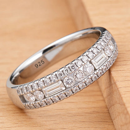 Newshe GRA Certified Moissanite Wedding Bands 925 Sterling Silver 14K Yellow Gold Plated Promise Engagement Rings