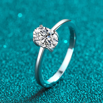 NeeTim 1ct Oval Cut Moissanite Ring for Women Engagement Wedding Lab Diamond s925 Sterling Silver with Gold Plated Rings Jewelry
