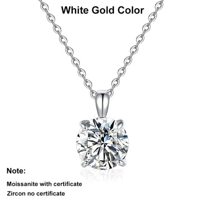 NeeTim 2ct 3ct Moissanite Necklace for Women Sterling Silver 925 with Yellow Rose White Gold Plated Lab Diamond Pendant Necklace