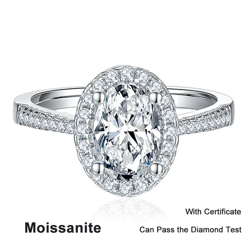 NeeTim 1CT 2CT D VVS1 Oval Cut Moissanite Rings for Women 925 Sterling Silver Lab Dimond Engagement Wedding Party Ring Wholesale