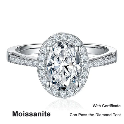 NeeTim 1CT 2CT D VVS1 Oval Cut Moissanite Rings for Women 925 Sterling Silver Lab Dimond Engagement Wedding Party Ring Wholesale