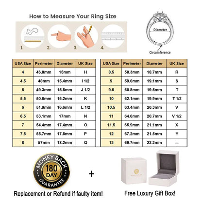 Newshe Certified Moissanite Wedding Ring for Women 925 Sterling Silver Promise Engagement Rings Round Emerald Cut