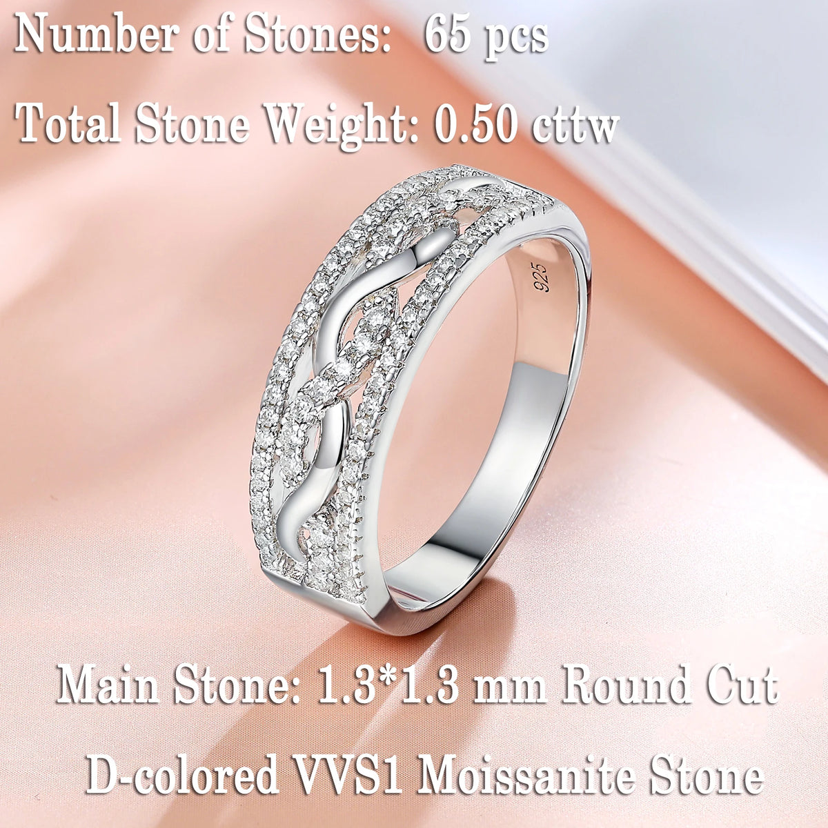Newshe Luxury Moissanite Wedding Rings for Women Original 925 Sterling Silver Eternity Band Brilliant Engagement Ring Jewelry