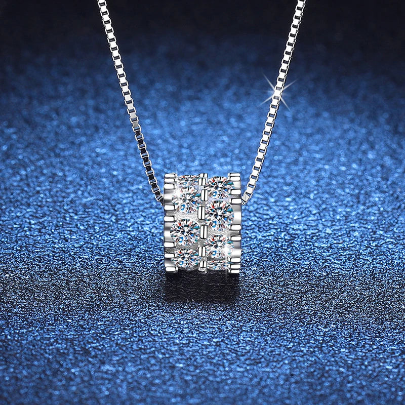 NeeTim Full Moissanite Diamond Necklace For Woman Pendant 925 Sterling Silver Necklace For Women Chain Party Bridal Fine Jewelry