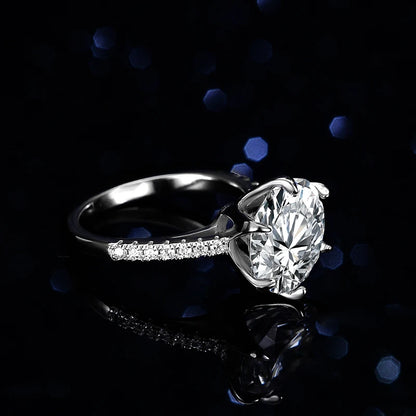 NeeTim 5CT Sparkling D Color Moissanite Lab Diamond Wedding Rings For Women S925 Sterling Silver Luxury Jewelry Engagement Ring