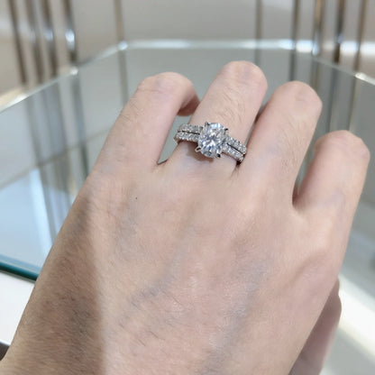 Newshe Moissanite Bridal Rings Set for Women D color VVS1 Radian Oval Cut Engagement Ring 925 Sterling Sliver Luxury Jewelry