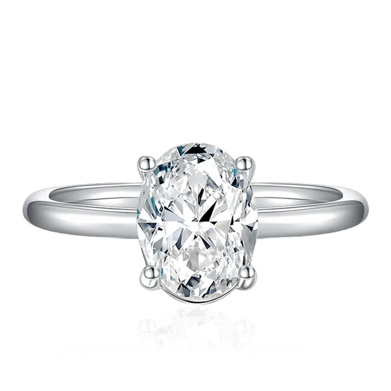 NeeTim 7x9mm 2ct Moissanite Ring S925 Sterling Silver Oval Cut Lab Diamond Wedding Rings for Women Engagement Promise Band Gift